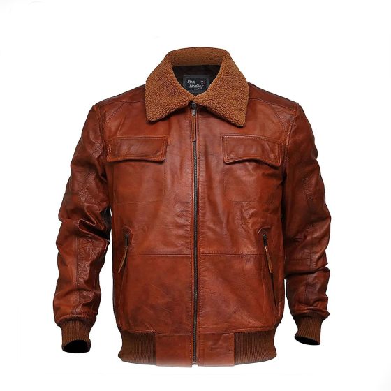 Men's Aviator Rust Brown Air force Bomber A2 Flight Distressed Leather Jacket