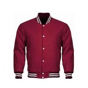 Baseball Styles Maroon Varsity Leather Jacket For Men