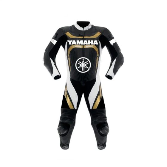 Golden Yamaha Motorcycle Racing Style Leather MotoGP Suit