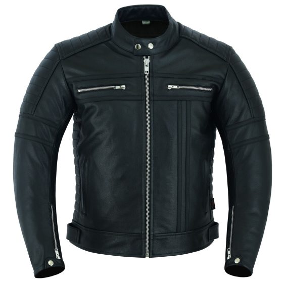 Leather Motorbike Jacket With CE Protect Armour Thermal Lining