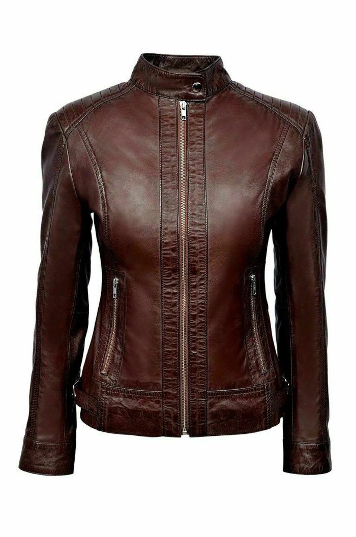 Women's Genuine Lambskin Biker Leather Jacket