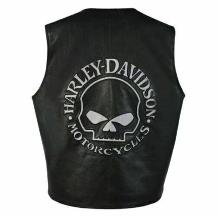 Premium Vest HD Reflective Skull Vest Men's Harley Motorcycle Cowhide Leather Motocollection