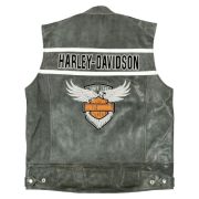 Harley Davidson Men’s Genuine Leather Black Biker Vest Leather Vest Motorcycle Motocollection