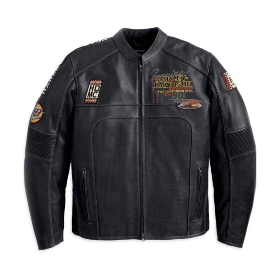 Harley Davidson Men's Regulator Perforated Black Leather Jacket Motocollection