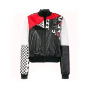 Womens Fashion Printed Bomber Leather Jacket