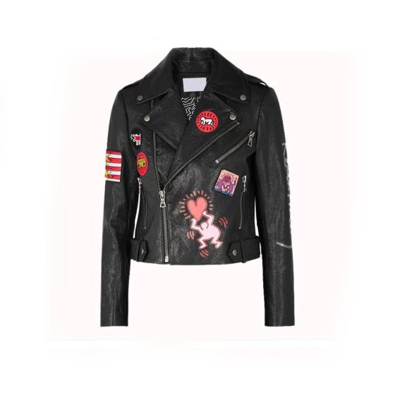 Women Fashion Printed Leather Jacket