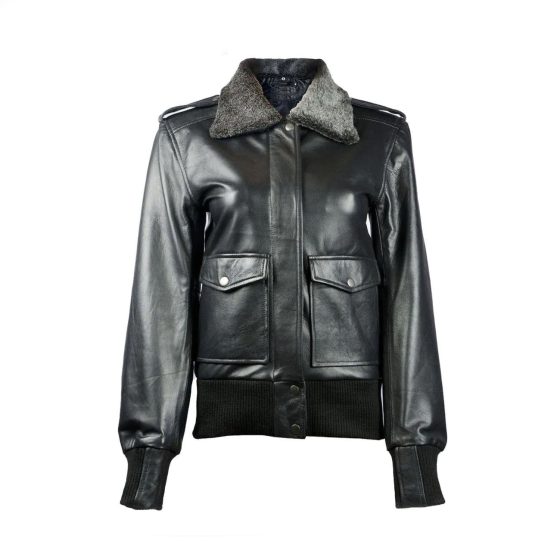 Sundance Shearling Black Bomber Women's Leather Jacket