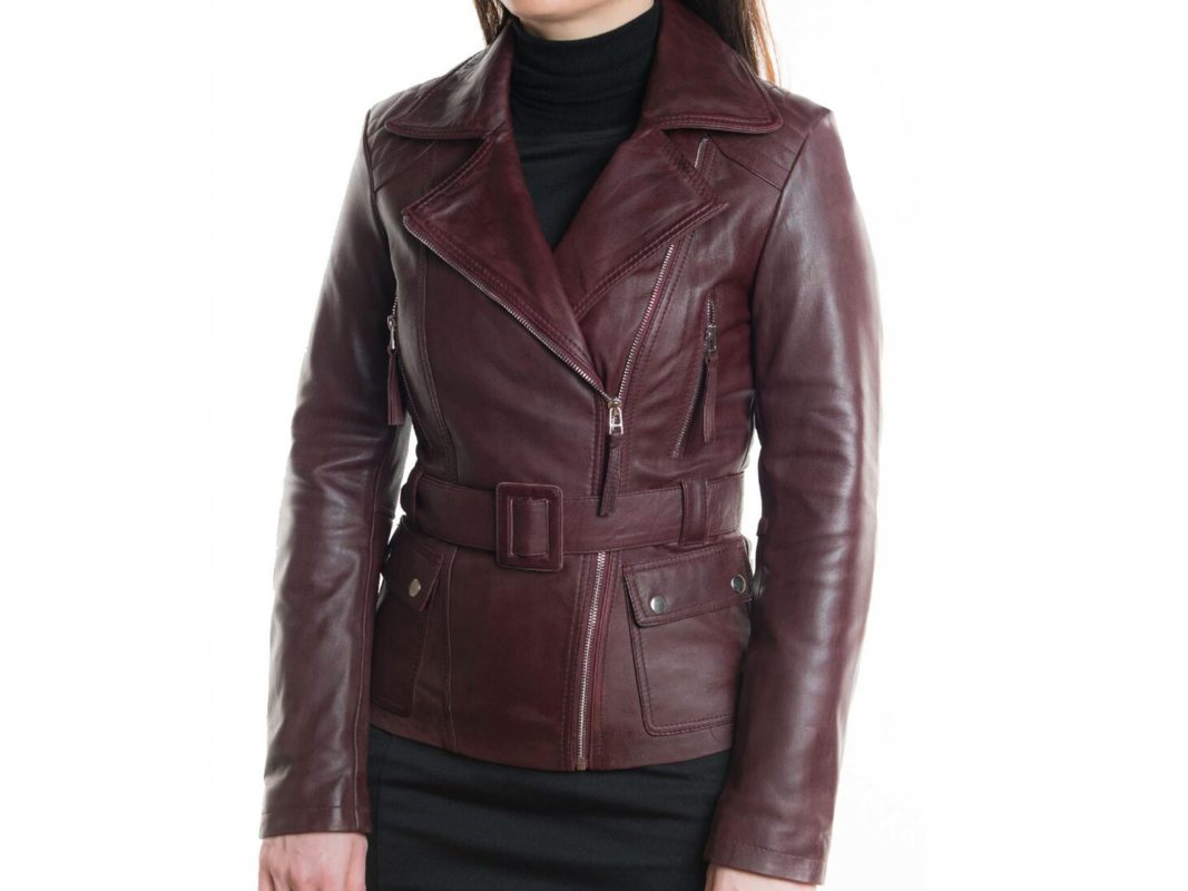 Elegant Maroon Lightweight Lambskin Leather Jacket for Women Motocollection