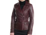 Elegant Maroon Lightweight Lambskin Leather Jacket for Women Motocollection