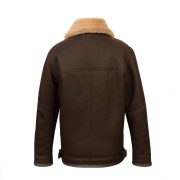 Asymmetrical Leather Brown Shearling Jacket Mens - Image 2