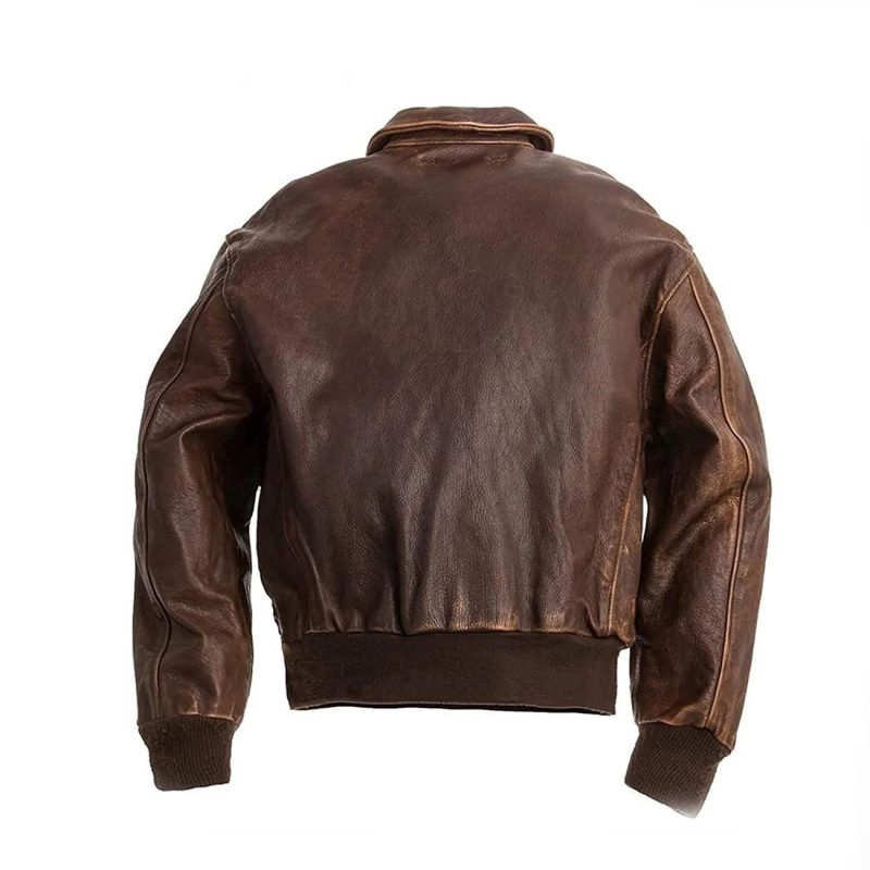A2 Aviator Distressed Brown Leather Cockpit Bomber Jacket