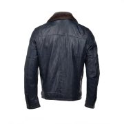 Detachable Collar Bomber Style Leather Jacket - Image 3