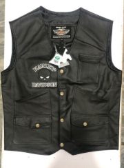 Premium Vest HD Reflective Skull Vest Men's Harley Motorcycle Cowhide Leather motocollection