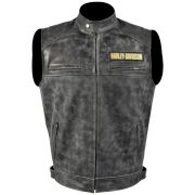 Harley Davidson Men's Genuine Leather Black Biker Vest Leather Vest Motorcycle - Image 3