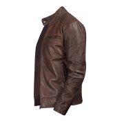 Chocolate Brown Handmade Men’s Leather Jacket - Image 2