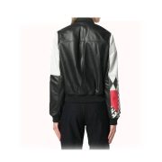 Womens Fashion Printed Bomber Leather Jacket - Image 2