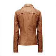Celebrity Fashion Tall ultimate faux Women leather biker jacket in Brown - Image 2