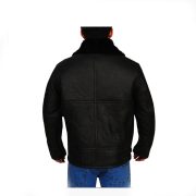 B3 Aviator Bomber Sheepskin Black Leather Jacket - Image 2