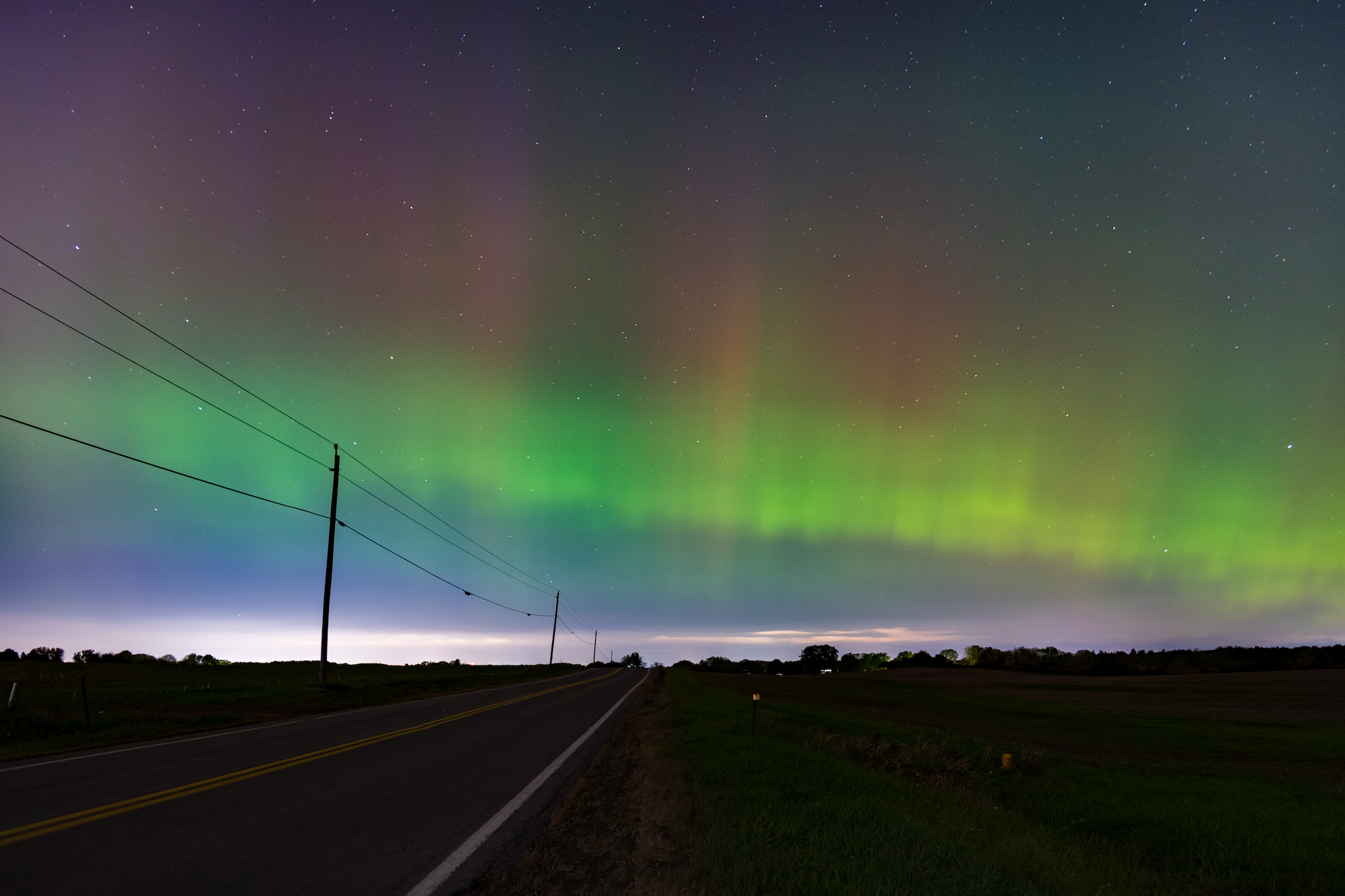 Northern lights colors seen in the sky at night 