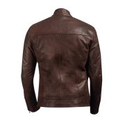 Chocolate Brown Handmade Men’s Leather Jacket - Image 3