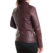 Elegant Maroon Lightweight Lambskin Leather Jacket for Women Motocollection