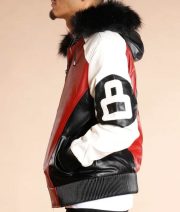 8 Ball Logo Fur Hooded Parka Leather Jacket - Image 4
