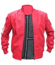 Unisex 8 Ball Pink Bomber Leather Jacket - Image 2
