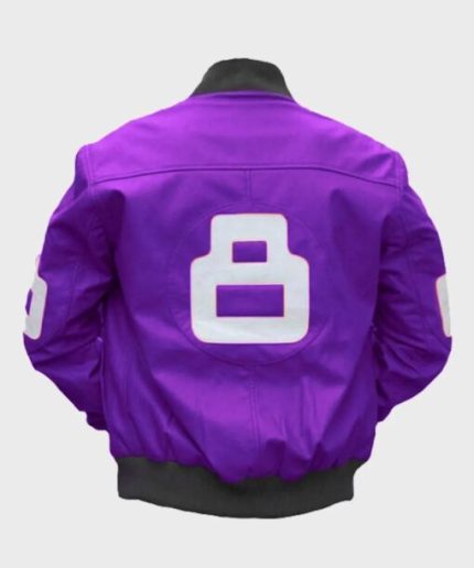 Unisex 8 Ball Purple Bomber Leather Jacket