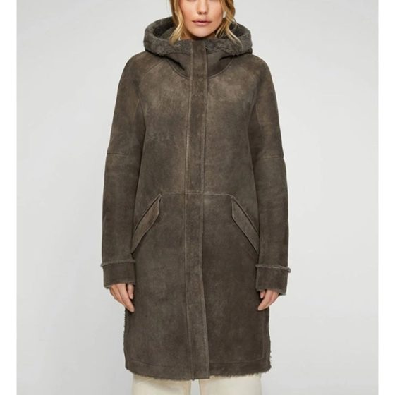 Adelyn Grey Stone Shearling Coat