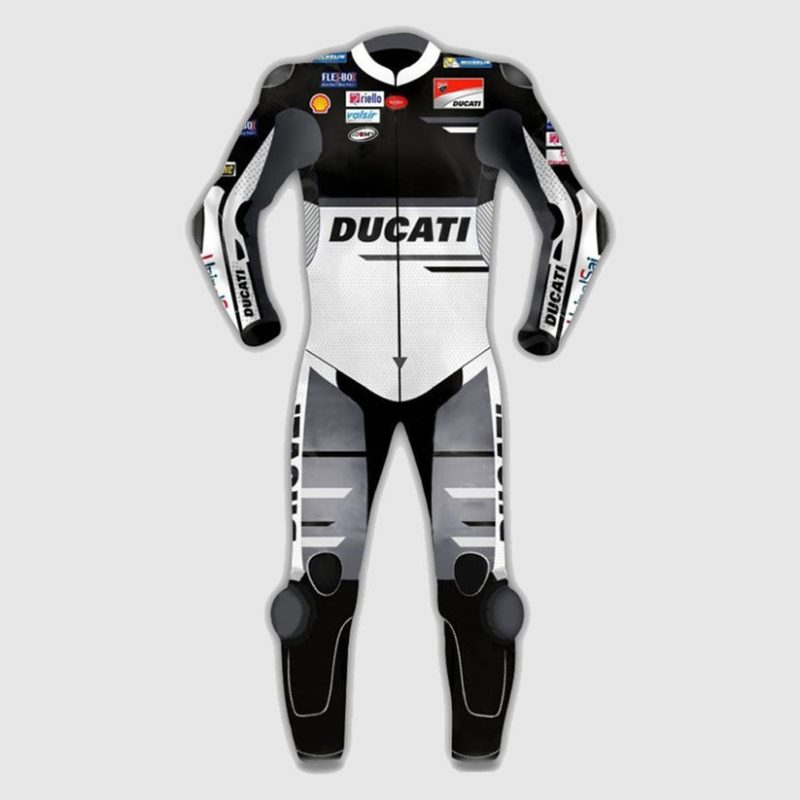 Andrea Dovizioso Ducati MotoGP Motorcycle Black Leather Suit