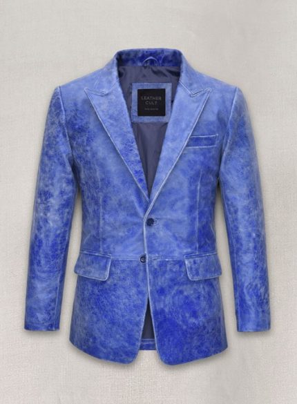 Artistic Blue Leather Suit – A Masterpiece of Style and Sophistication