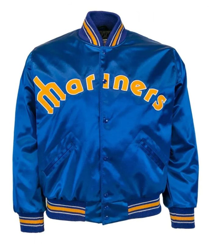 Authentic 1982 Seattle Mariners Bomber Satin Jacket-Blue Classic Design