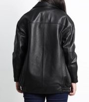 Bold & Stylish Women's Black Leather Bomber Jacket