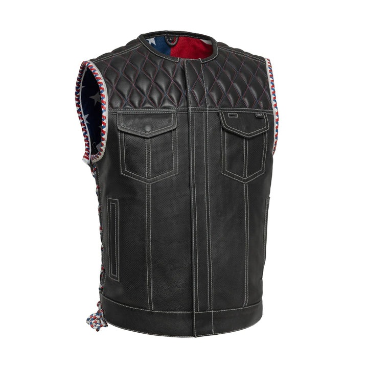 Captain Perforated Leather Motorcycle Vest for Warm Weather