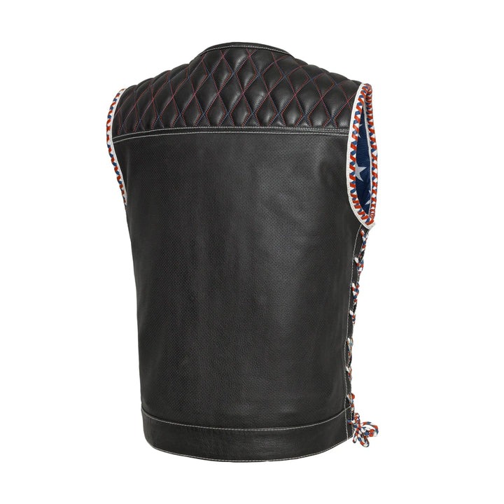 Captain Perforated Leather Motorcycle Vest for Warm Weather