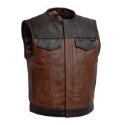 Lowside Gunner Men's High-Quality Leather Biker Vest