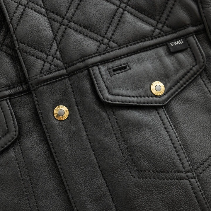 12 Gauge Men's Leather Vest for Motorcycle Riders