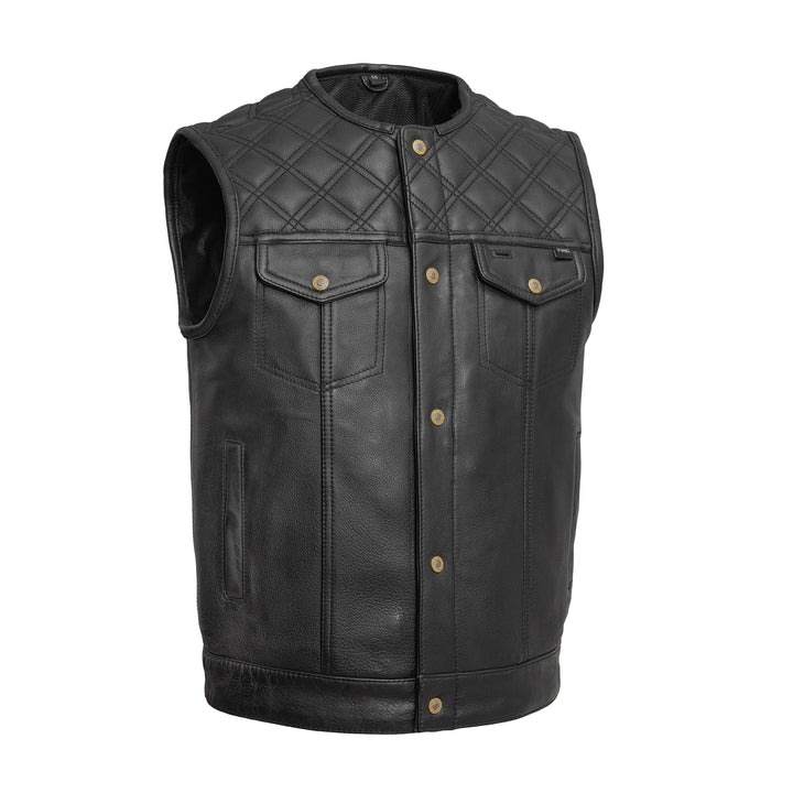 12 Gauge Men's Leather Vest for Motorcycle Riders