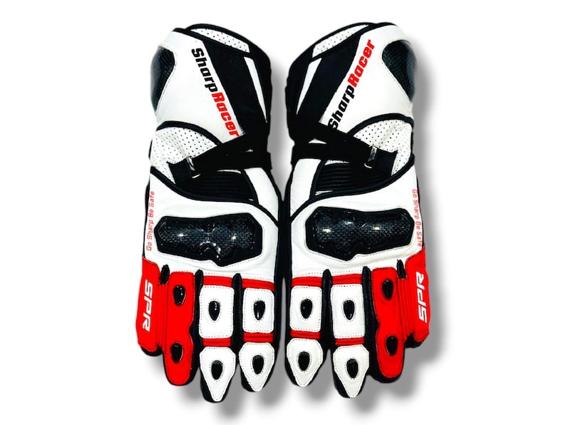 Custommade Sharp Racer SPR Motorcycle Racing Leather Gloves with Carbon Fibre Knuckles