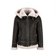 Detachable Hood Ladies B3 Bomber Classic WW2 Sheepskin Jacket