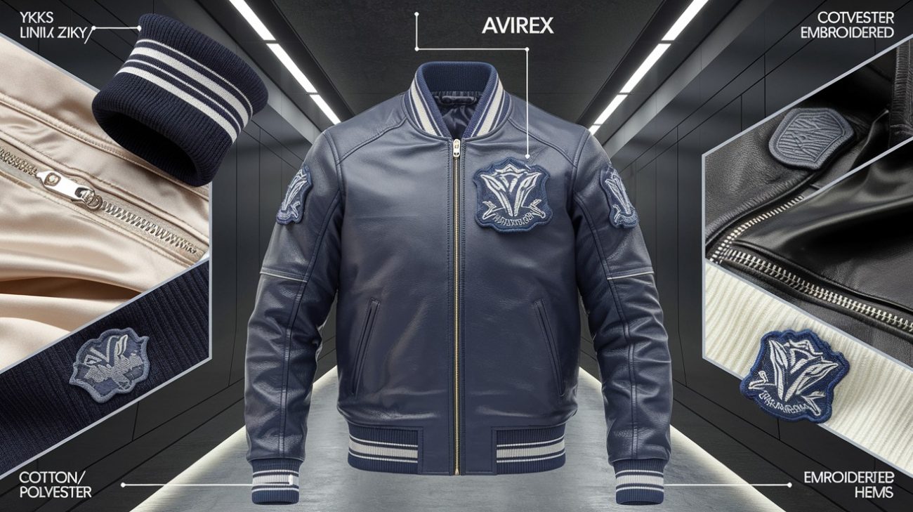 different materials used in the Avirex Jacket