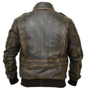 A2 Aviator Distressed Cowhide Leather Bomber Aviator Flight Jacket back