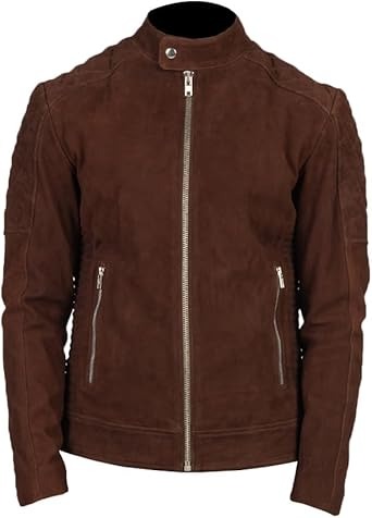 Goatskin Leather Jacket - Suede Finish, Quilted Lining