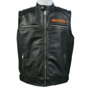 Harley Davidson Men's Genuine Leather Black Legendary Biker Vest Moto Cafe Racer - Image 3