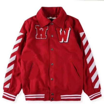 Justin Bieber Off White Varsity Jacket