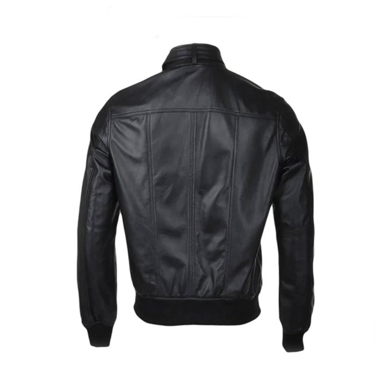 Men Biker Bomber Style Leather Jacket