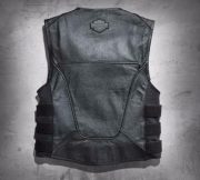 Men Swat II Genuine Leather Zippered Harley Davidson Biker Cafe Racer Black Vest Motocollection