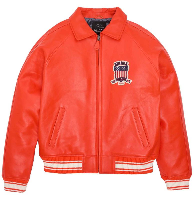 Men's Avirex Icon Orange Leather Jacket