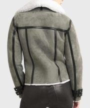 Chelsea Soft Shearling Fur Collar Grey Jacket - Image 3