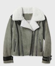 Chelsea Soft Shearling Fur Collar Grey Jacket